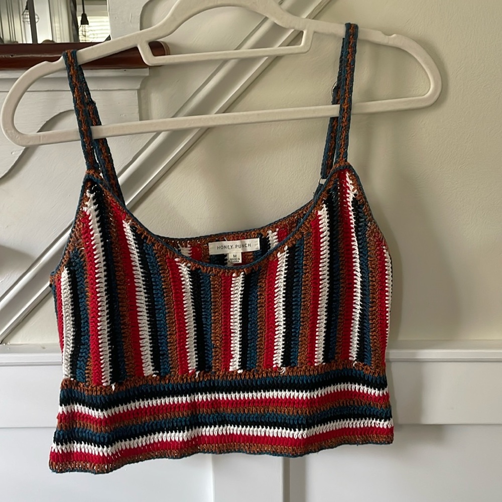 Honey punch crochet cropped tank top